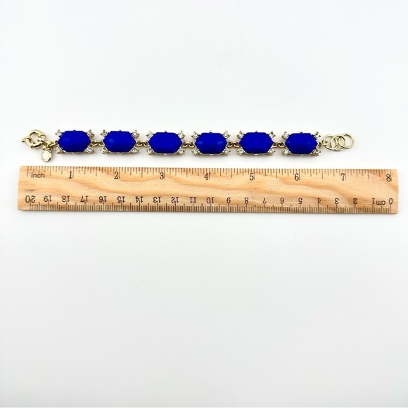 J Crew Bracelet in Shiny Gold-tone with Blue Stones and Small Rhinestones - Picture 6 of 9